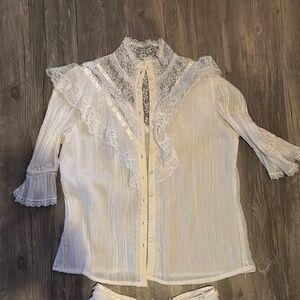 GUNNE SAX  VINTAGE 70s two piece lace boho set - size 2/4 SO RARE